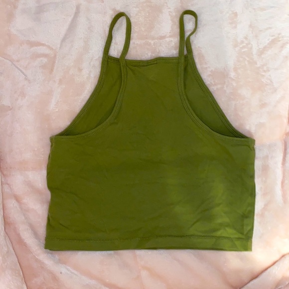 halter style dark army green cropped tank top from H&M Divided - Picture 2 of 2